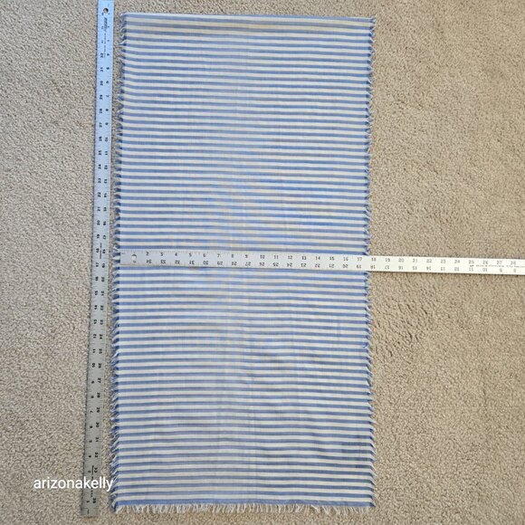 Brooks Brothers Lightweight Cotton Scarf Blue White Stripes - Picture 8 of 9